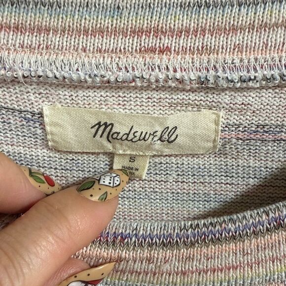 Madewell Bubble-Sleeve Crop Top in Rainbow Stripe - Picture 2 of 7